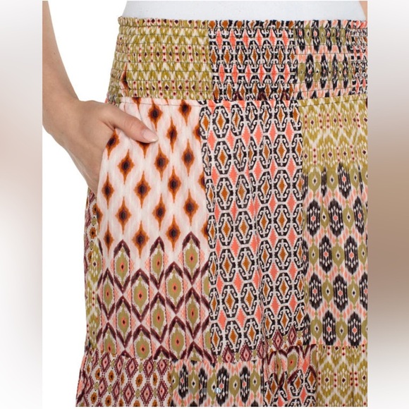 LIVERPOOL LOS ANGELES Tiered Geo Patchwork Boho Maxi Skirt Size Large NWT - Picture 2 of 11